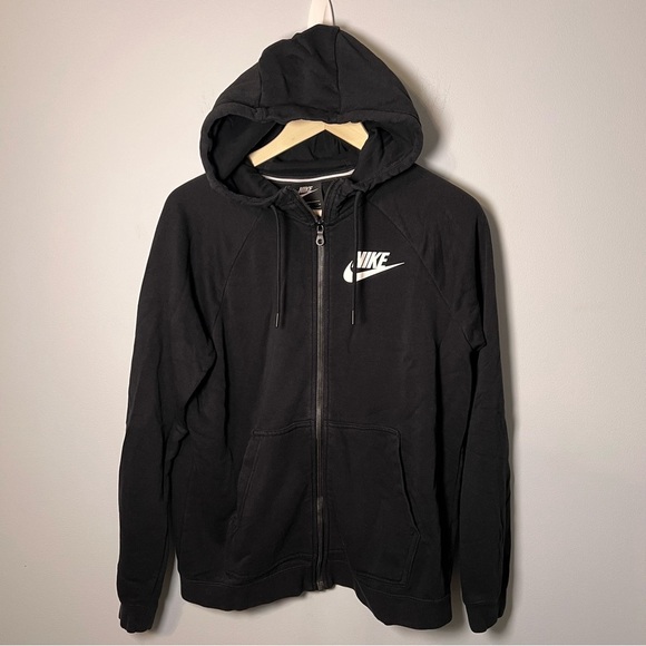 Nike Women's size M Sportswear Club Fleece Full-Zip Hoodie Black Jacket - Soft! - Picture 2 of 7